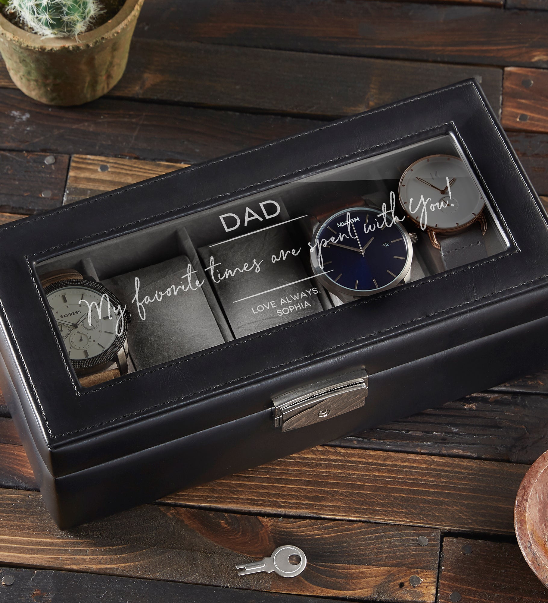 Message to Dad Personalized Leather Watch Box